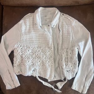 Anthropologie White Crochet Jacket